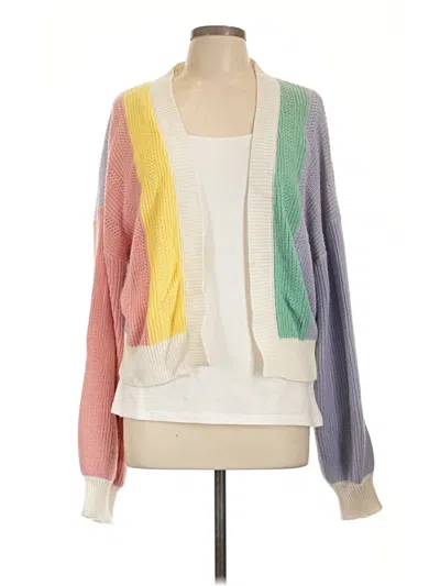 Pre-owned Shein Curve Cardigan Sweater In White
