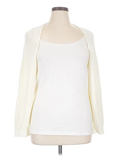 Pre-owned Shein Curve Cardigan Sweater In White