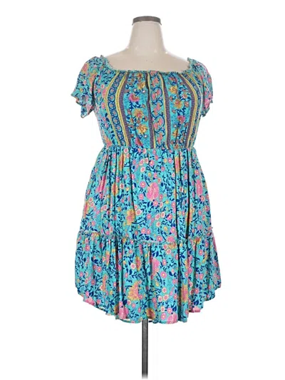 Pre-owned Shein Curve Casual Dress In Blue