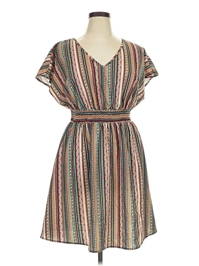 Pre-owned Shein Curve Casual Dress In Brown