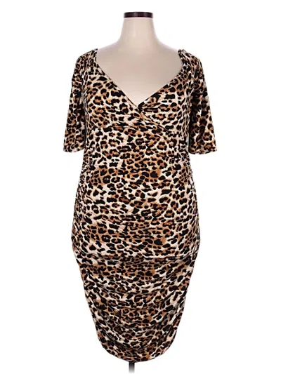 Pre-owned Shein Curve Casual Dress In Brown