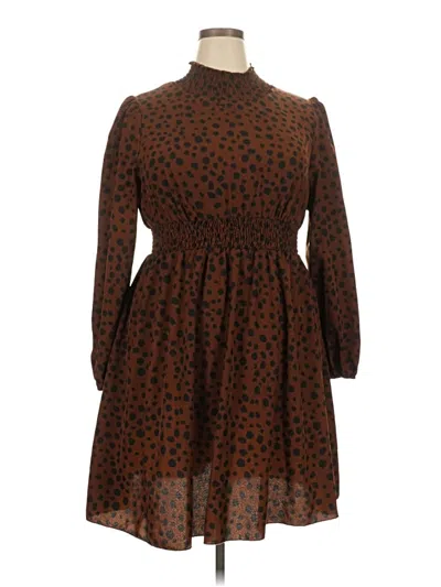 Pre-owned Shein Curve Casual Dress In Brown