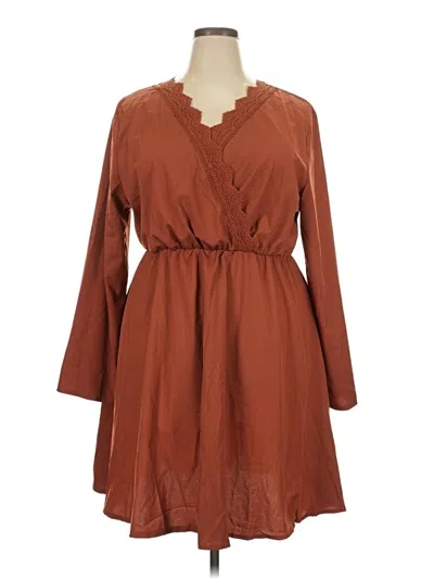 Pre-owned Shein Curve Casual Dress In Brown