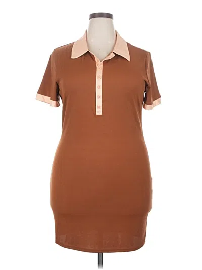 Pre-owned Shein Curve Casual Dress In Brown