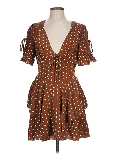 Pre-owned Shein Curve Casual Dress In Brown