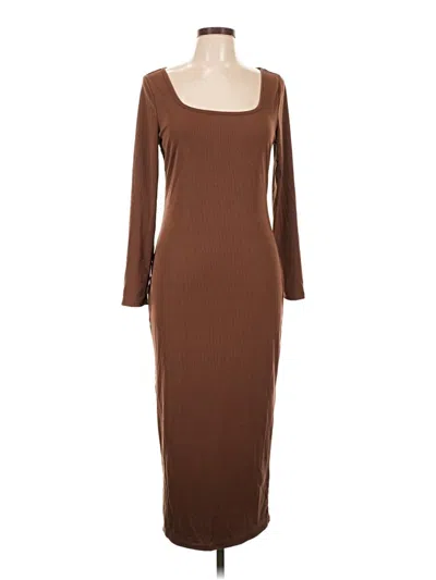 Pre-owned Shein Curve Casual Dress In Brown
