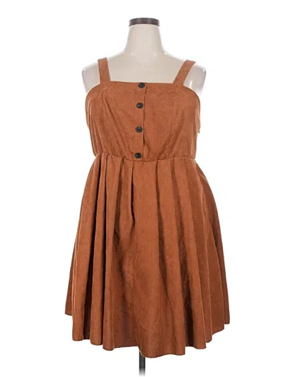 Pre-owned Shein Curve Casual Dress In Brown