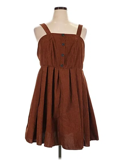 Pre-owned Shein Curve Casual Dress In Brown