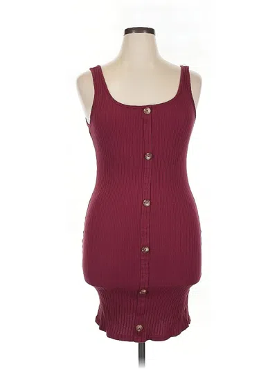 Pre-owned Shein Curve Casual Dress In Burgundy