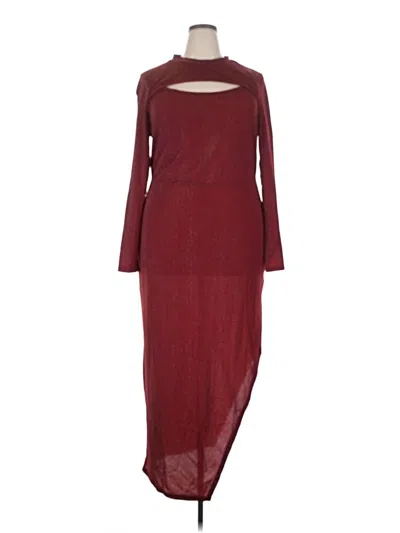 Pre-owned Shein Curve Casual Dress In Burgundy