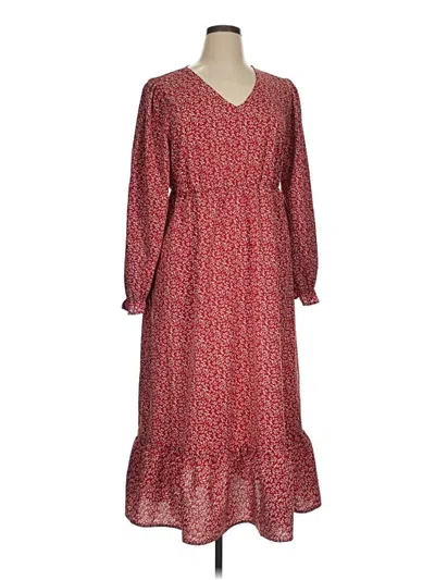 Pre-owned Shein Curve Casual Dress In Burgundy