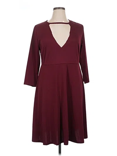 Pre-owned Shein Curve Casual Dress In Burgundy