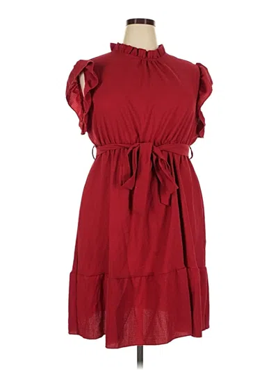 Pre-owned Shein Curve Casual Dress In Burgundy