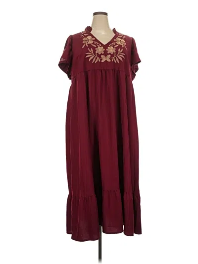 Pre-owned Shein Curve Casual Dress In Burgundy