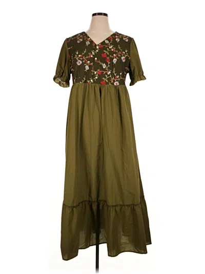 Pre-owned Shein Curve Casual Dress In Green