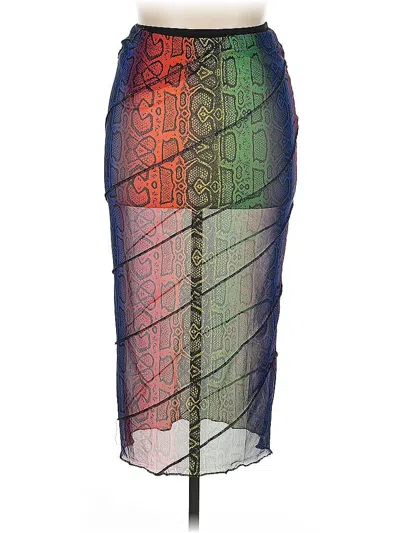 Pre-owned Shein Curve Casual Skirt In Blue