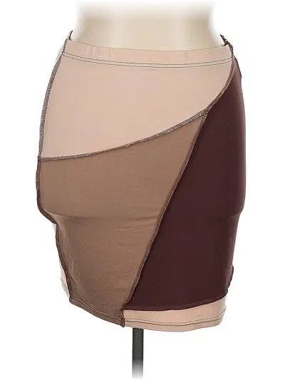 Pre-owned Shein Curve Casual Skirt In Brown