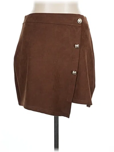 Pre-owned Shein Curve Casual Skirt In Brown