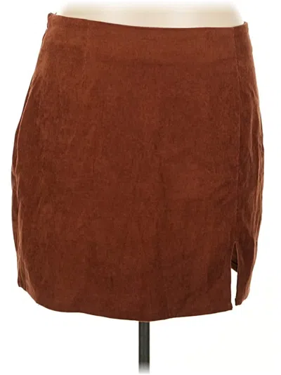 Pre-owned Shein Curve Casual Skirt In Brown