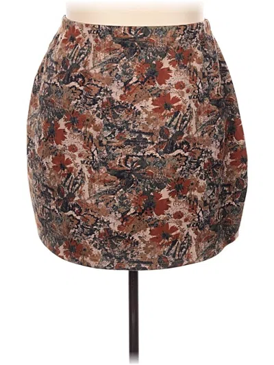 Pre-owned Shein Curve Casual Skirt In Brown