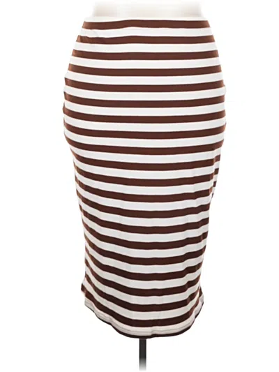 Pre-owned Shein Curve Casual Skirt In Brown