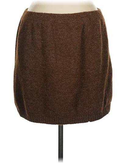 Pre-owned Shein Curve Casual Skirt In Brown