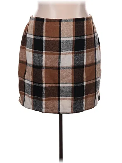 Pre-owned Shein Curve Casual Skirt In Brown