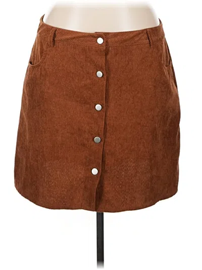 Pre-owned Shein Curve Casual Skirt In Brown
