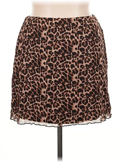 Pre-owned Shein Curve Casual Skirt In Brown