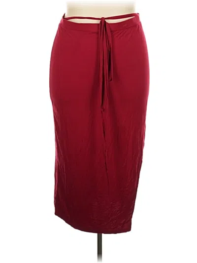 Pre-owned Shein Curve Casual Skirt In Burgundy