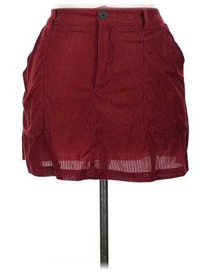 Pre-owned Shein Curve Casual Skirt In Burgundy