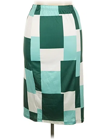 Pre-owned Shein Curve Casual Skirt In Green