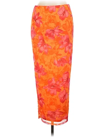 Pre-owned Shein Curve Casual Skirt In Orange