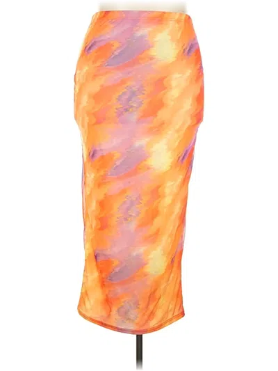 Pre-owned Shein Curve Casual Skirt In Orange