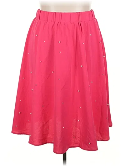 Pre-owned Shein Curve Casual Skirt In Pink