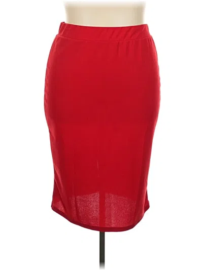 Pre-owned Shein Curve Casual Skirt In Red