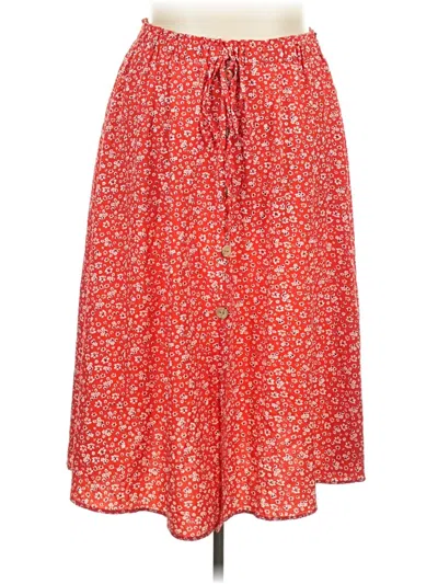 Pre-owned Shein Curve Casual Skirt In Red