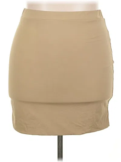 Pre-owned Shein Curve Casual Skirt In Tan