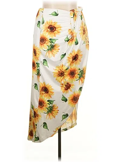 Pre-owned Shein Curve Casual Skirt In Yellow