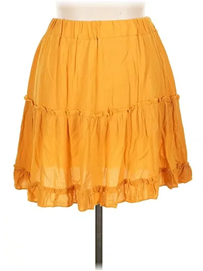 Pre-owned Shein Curve Casual Skirt In Yellow