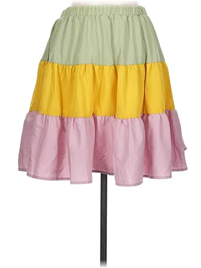 Pre-owned Shein Curve Casual Skirt In Yellow