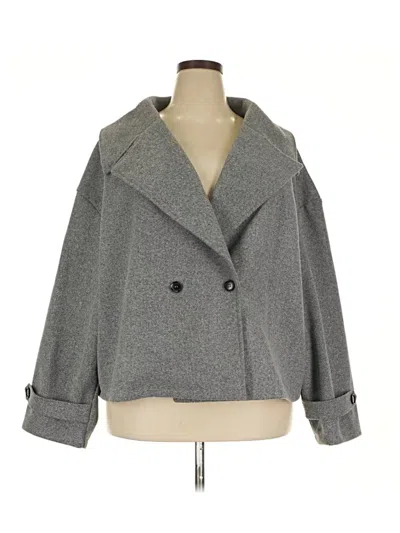 Pre-owned Shein Curve Coat In Gray