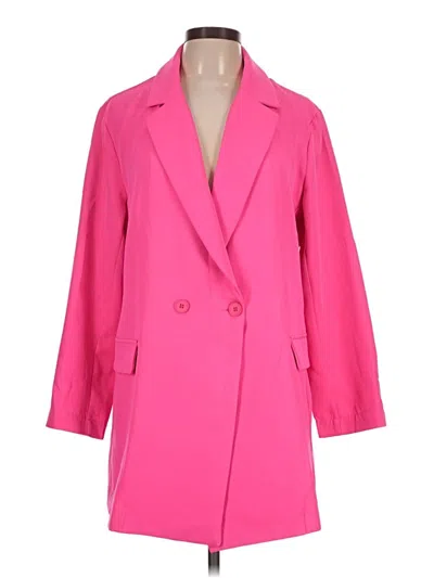 Pre-owned Shein Curve Coat In Pink
