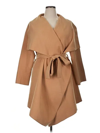 Pre-owned Shein Curve Coat In Tan