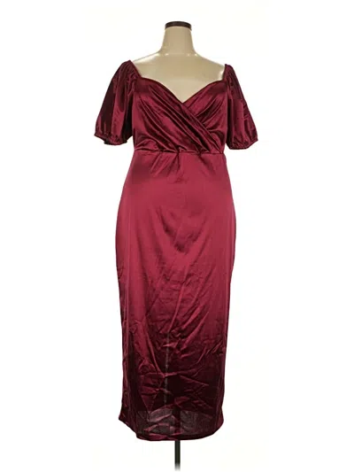 Pre-owned Shein Curve Cocktail Dress In Burgundy