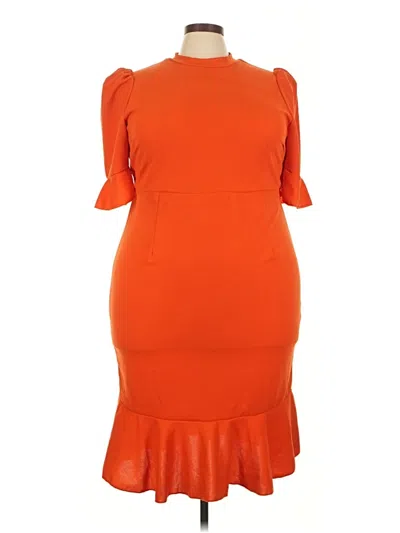 Pre-owned Shein Curve Cocktail Dress In Orange
