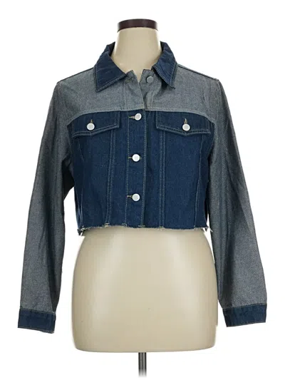 Pre-owned Shein Curve Denim Jacket In Blue