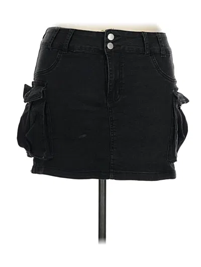 Pre-owned Shein Curve Denim Skirt In Black