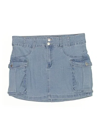 Pre-owned Shein Curve Denim Skirt In Blue