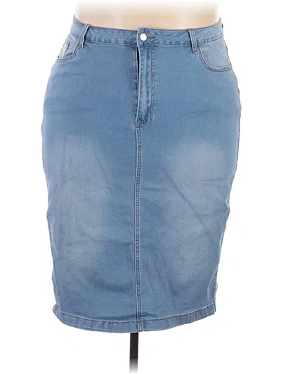 Pre-owned Shein Curve Denim Skirt In Blue